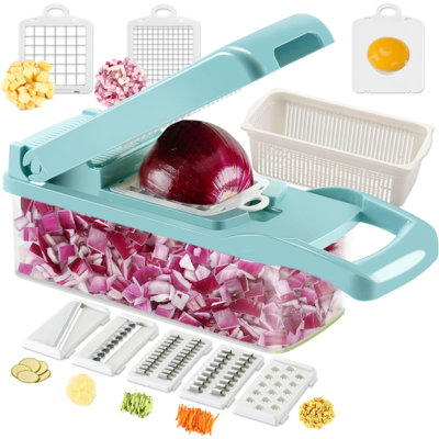 Vegetable Chopper Onion Cutter Professional Mandoline Slicer For Kitchen Multifunctional Food Chopper For Potato Tomato Veggie With Strainer Basket 8 Blades