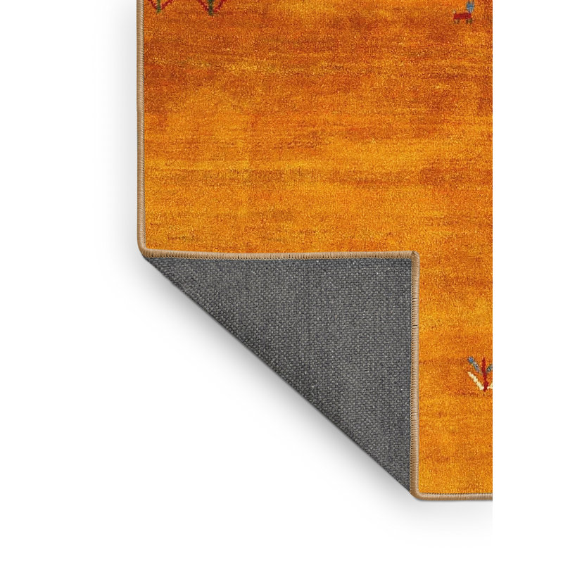 Tapis de zone jaune contemporaine, Rectangle 5 pi x 8 pi