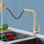 Robinet de cuisine à cascade avec douchette extractible, robinet d'évier de cuisine à poignée simple avec douchette extractible, robinet de cuisine rotatif à 360 °-114652843