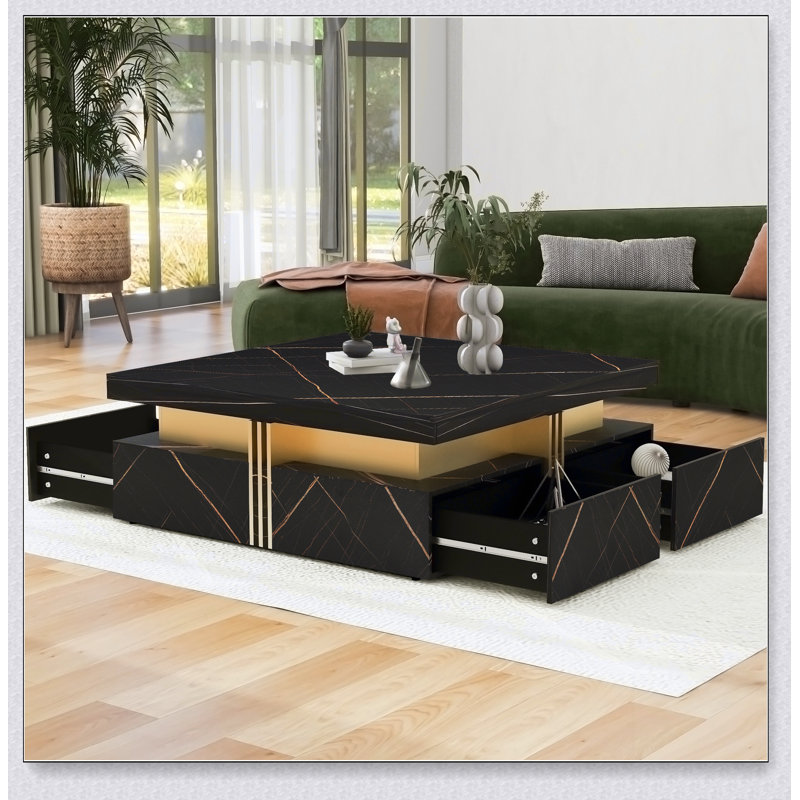 Coffee Table, High End Coffee Table with Storage Shelf and Open Tabletop