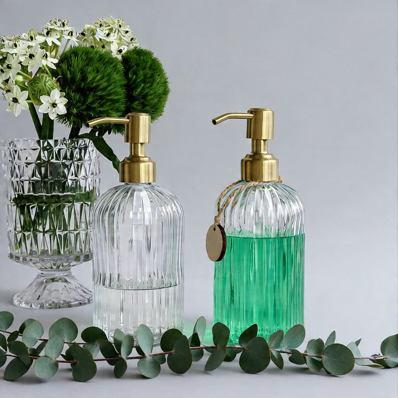 Distributeur de savon en verre, paquet de 2, 18 oz (transparent)