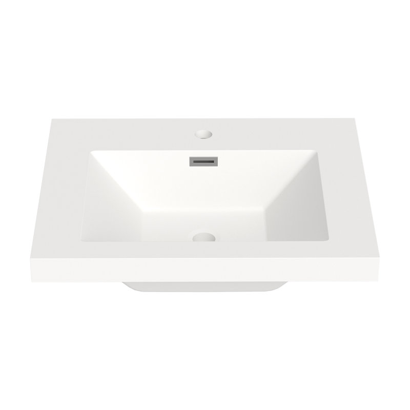 24'' W X 19.48'' D Rectangular Drop-in Resin Single Bathroom Vanity Sink With Overflow