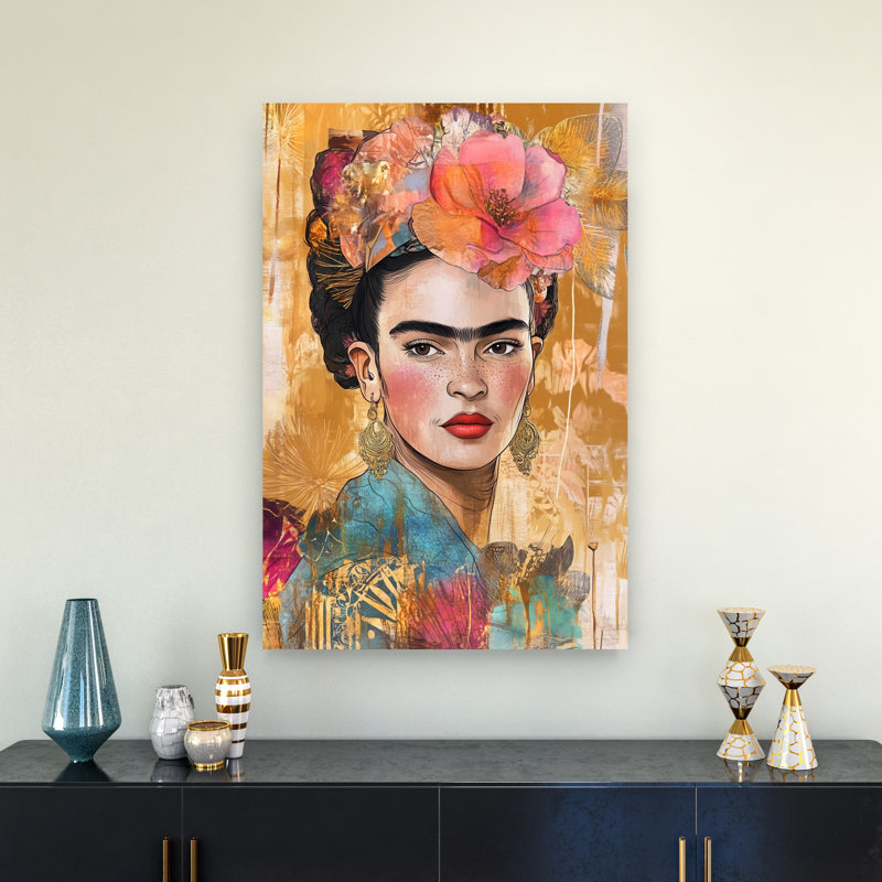 Portrait floral expressif, impression élégante, 36" H x 24" W