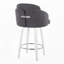 Tabouret de bar à hauteur fixe avec pivot en bois blanc et tissu gris avec repose-pieds rond chromé, ensemble de 2