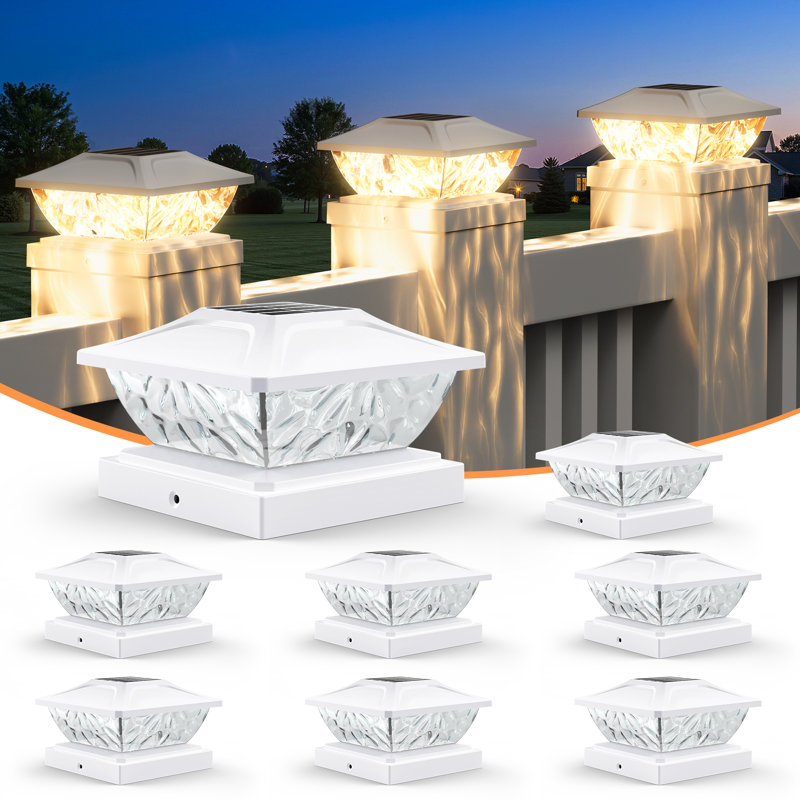  Lampadaire solaire à poteau pour l'extérieur, clôture solaire et lampadaire de terrasse avec 2 modes d'éclairage, IP65 résistant aux intempéries, convient aux poteaux en bois ou en vinyle de 4 po et 5 po