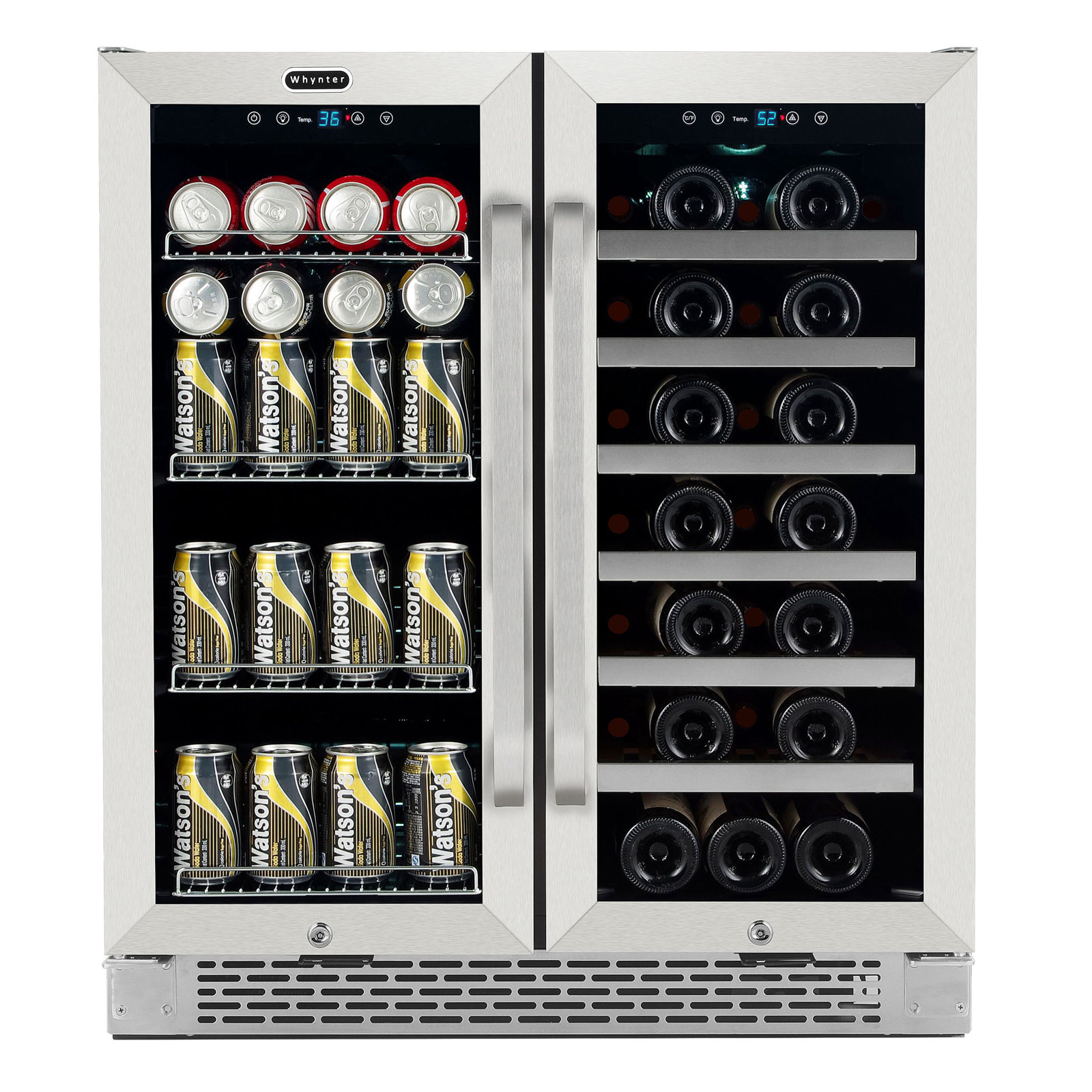 Whynter 30'' width 33 Bottle and 112 Can Dual Zone Built-In Wine & Beverage Refrigerator | Fridge.com