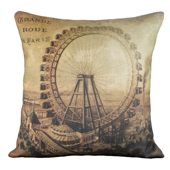 Grande Roue Cotton Blend Throw Pillow