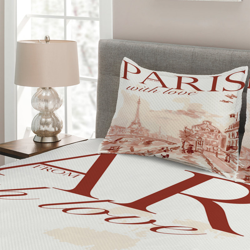 Paris Polyester Coverlet, King Bedspread + 2 Shams