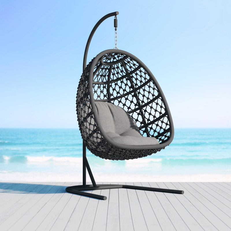 Amelia Egg Chair with Stand, Ash/Charcoal