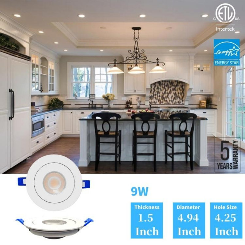 Ensemble d'éclairage encastré 4,75 "Ultra Slim, Blanc