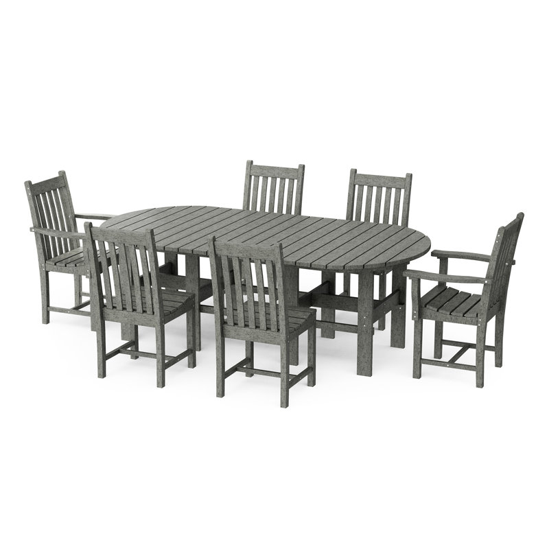 Classic 7-Piece 44" x 84" Dining Set, Dark Gray