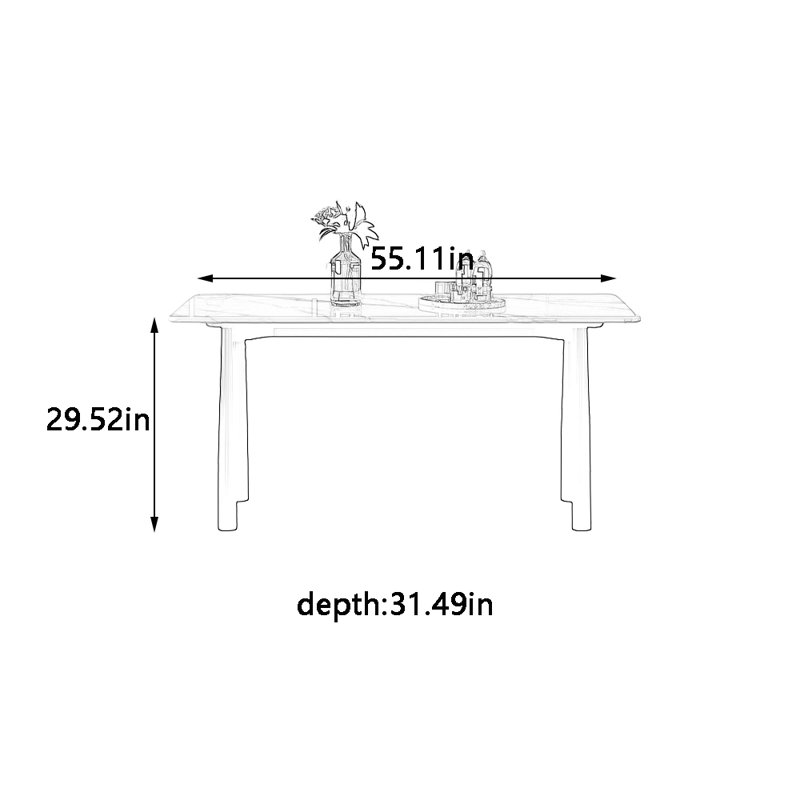Table de salle à manger Nanomètre, H 29,52 po x L 55,11 po x l 31,49 po