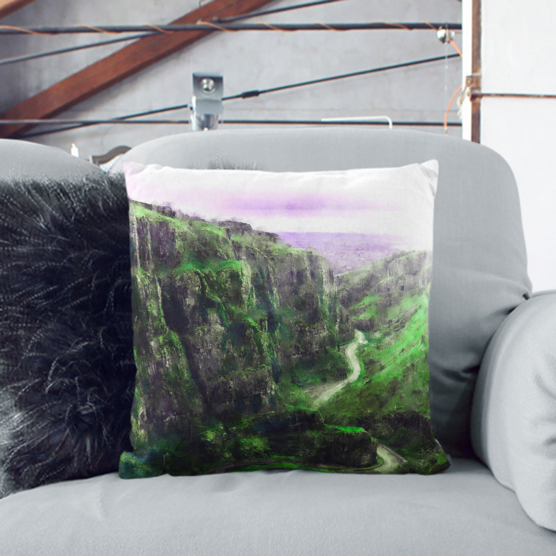 Cheddar Gorge In Somerset Painting Square Throw Cushion, 55cm H x 55cm W x 20cm D