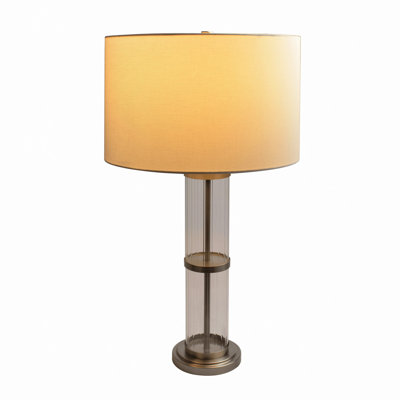 Brushed Nickel Table Lamp With On/Off Switch Clear Glass Body  Metal Base