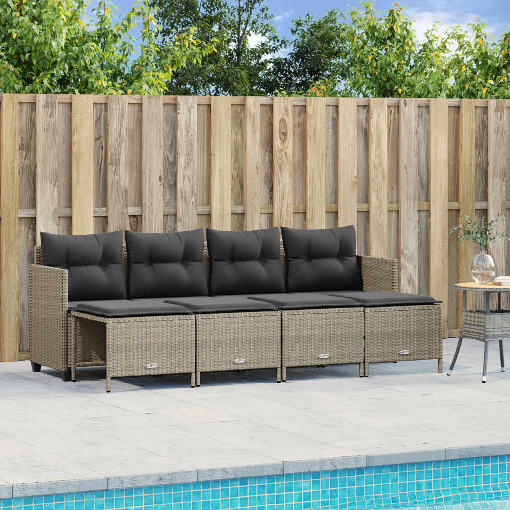 Vidaxl 5-Tlg. Garten-Sofagarnitur Mit Kissen Schwarz Polyrattan