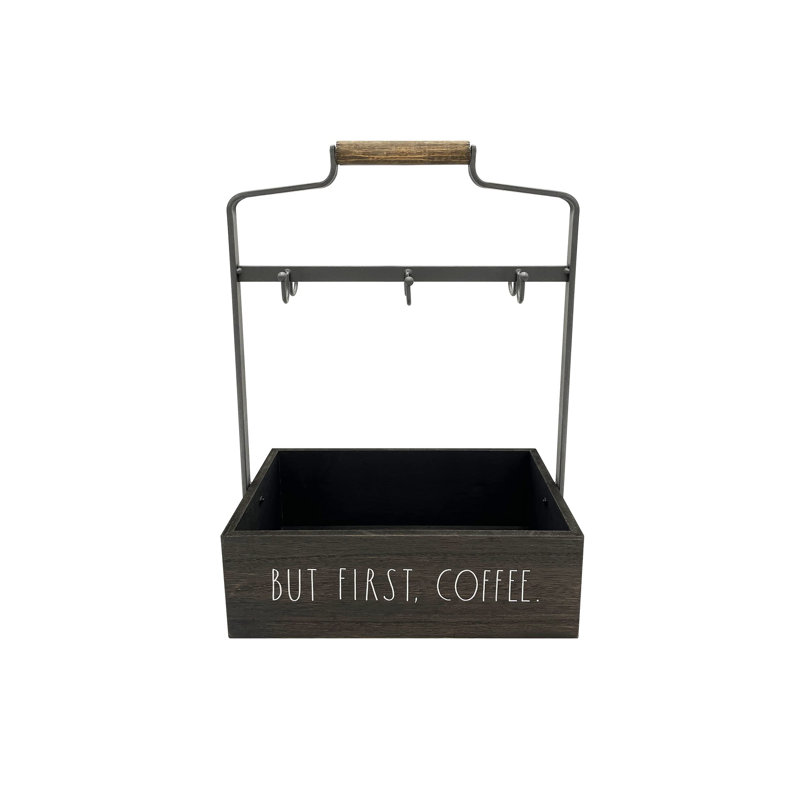 Support à 6 tasses à café avec porte-vaisselle rectangulaire de style rustique - rangement ou présentoir - organisateur de porte-gobelet pour comptoir de cuisine ou de café