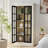 71.2'' Freestanding Glass Door Pantry, Style Display Cabinets, Curio Cabinet With Lattice Window For Hallways, Livingroom Kitchen & Office, White & Balck-125913155