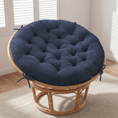 Coussin pour fauteuil Papasan, 120 x 120 cm, coussin de soutien, coussin de fauteuil bien rembourré, bleu