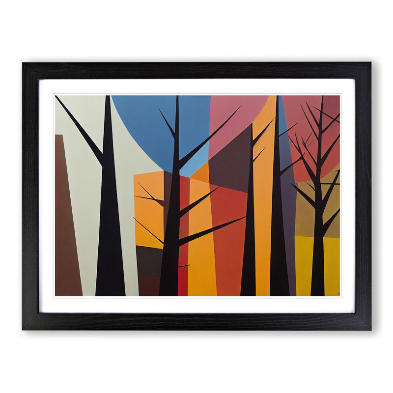 Brave Abstract Forest - Single Picture Frame Print, Black Framed, 25cm H x 34cm W x 2cm D