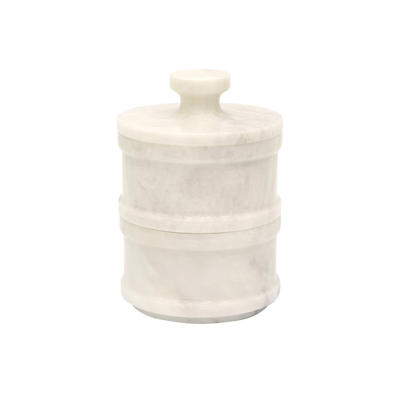 Handmade Marble White Dual Salt Cellar, White