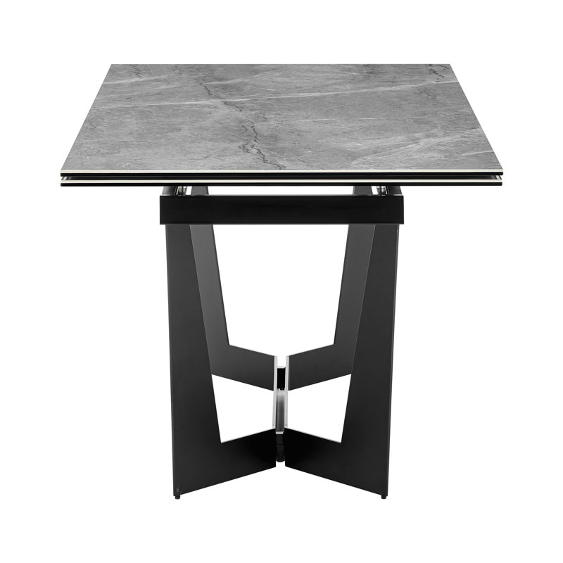 Mateo Matte Black Extendable Marble Ceramic Dining Table