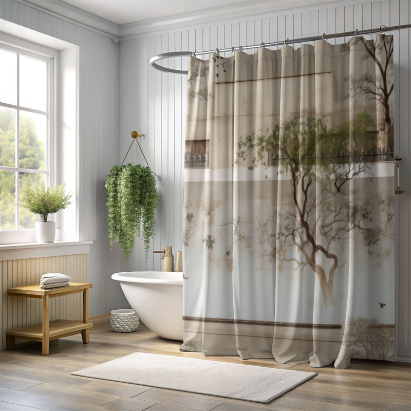 Old Brick - Rideau de douche Premium, H 74 po x l 71 po
