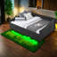 Grands lits avec rangement, lit de jour en bois MDF revêtu de lin pour la maison