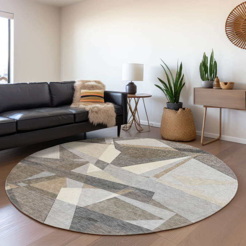 Tapis intérieur / extérieur brun Contoure, 8 pi x 8 pi