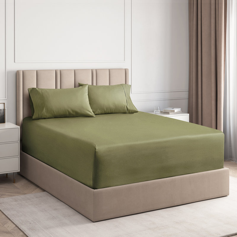 Extra Deep Pocket Sheet Set, Cooling & Breathable Bed Sheets, Soft Hotel Luxury Bedding, Fits 18–24 Inch Mattress, Sage Green