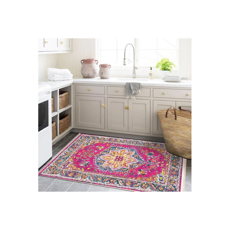 Tapis décoratif fuchsia, Sous-tapis rectangulaire de 3 pi 3 po x 4 pi 11 po