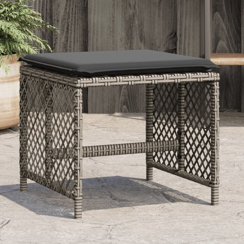 Ensemble de 4 tabourets de jardin en rotin brun Vidaxl, Gris, Gris