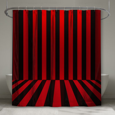 Red Black Stripes Shower Curtains Extra Long