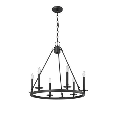 Florence 6 - Light Dimmable Wagon Wheel Chandelier