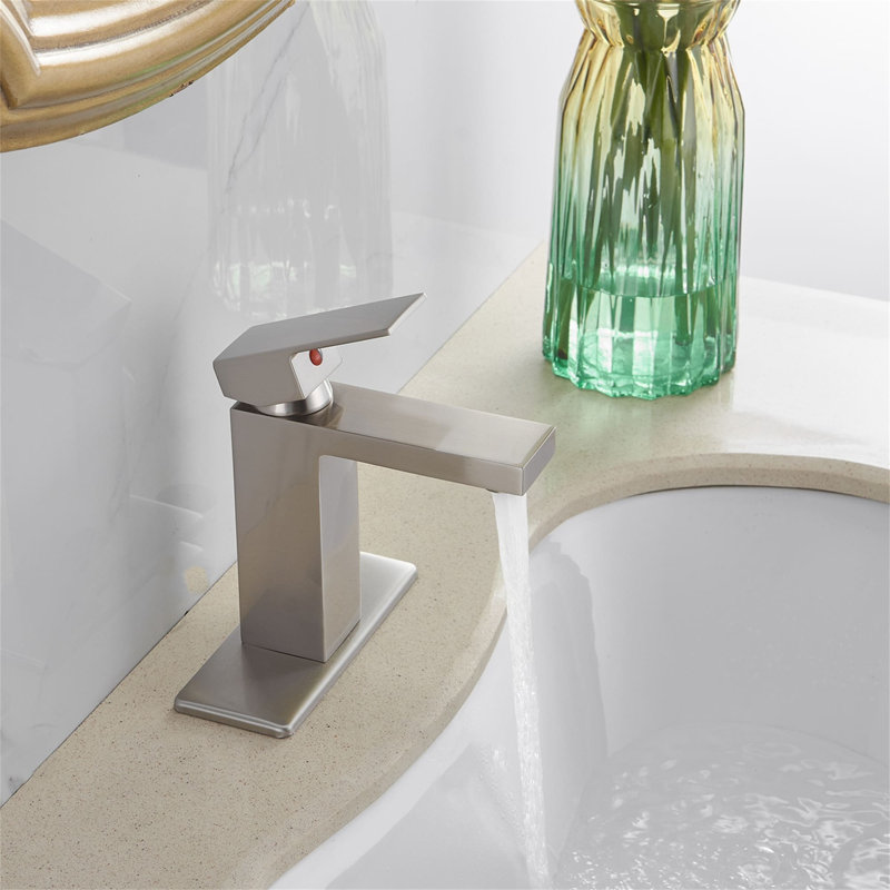 Single-Hole Single-handle Bathroom Faucet with Drain Assembly, Brushed Nickel