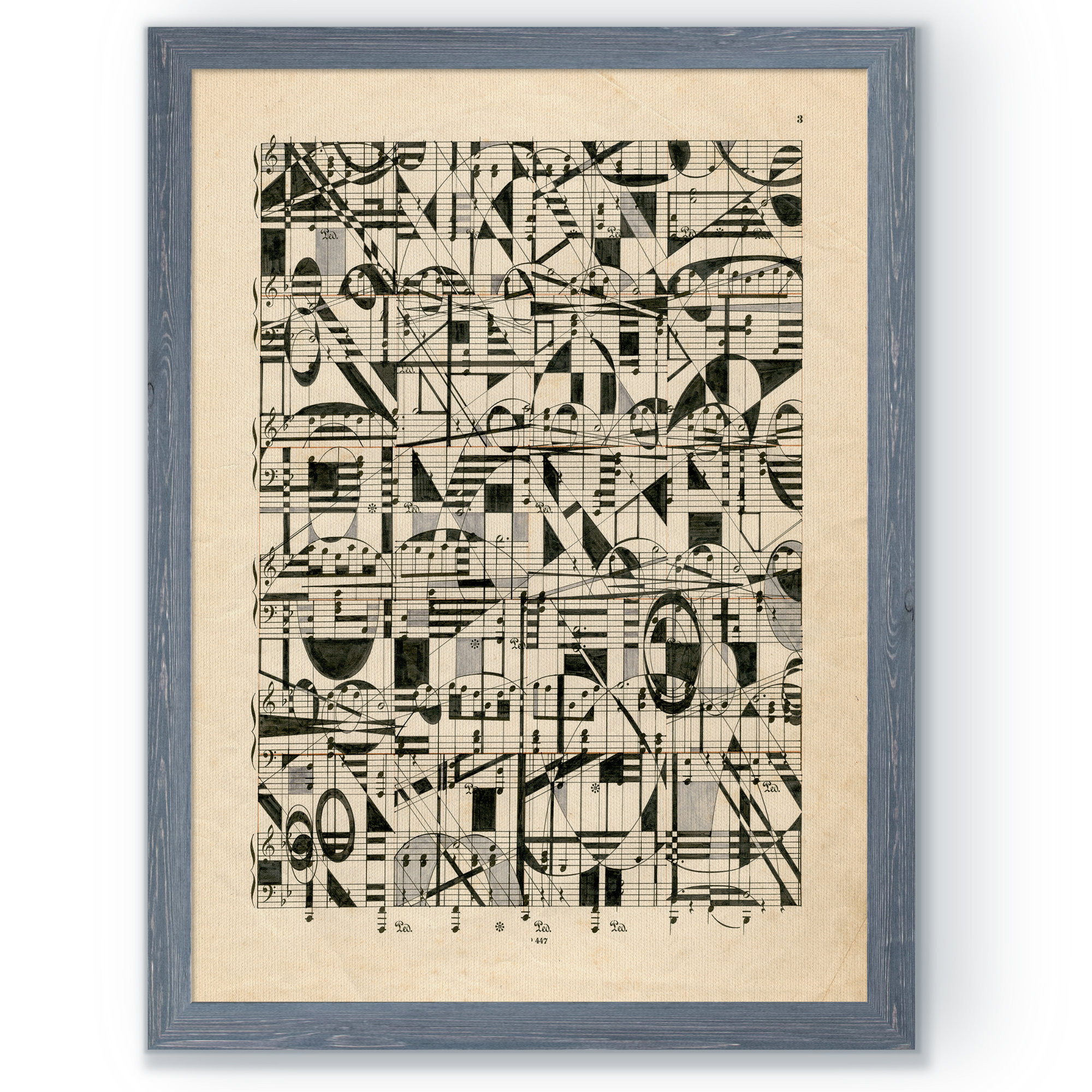 Graphic Notes by Paul Cezanne, 38" H x 28" W x 1.25" D, Gray Framed Canvas