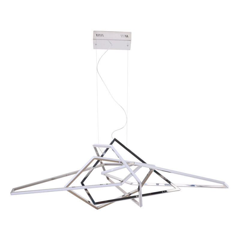 25-Light  Dimmable Chrome Stainless Steel LED Chandelier With White Acrylic Diffusers, Chrome