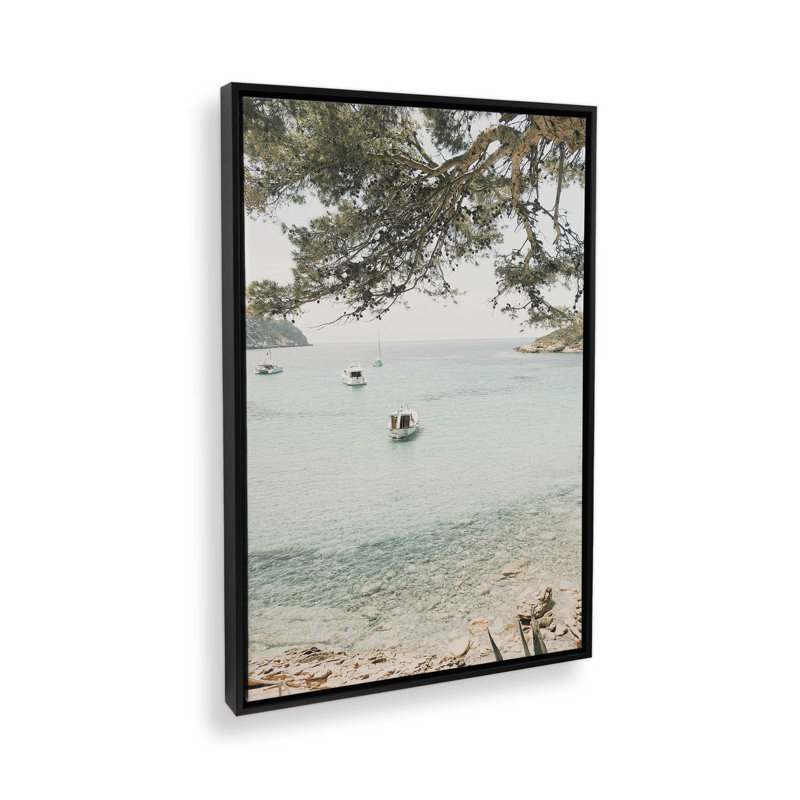 Impression sur toile Peaceful Ocean Cove, H 12,75 po x l 8,75 po x P 1,75 po, Cadre flottant noir satiné