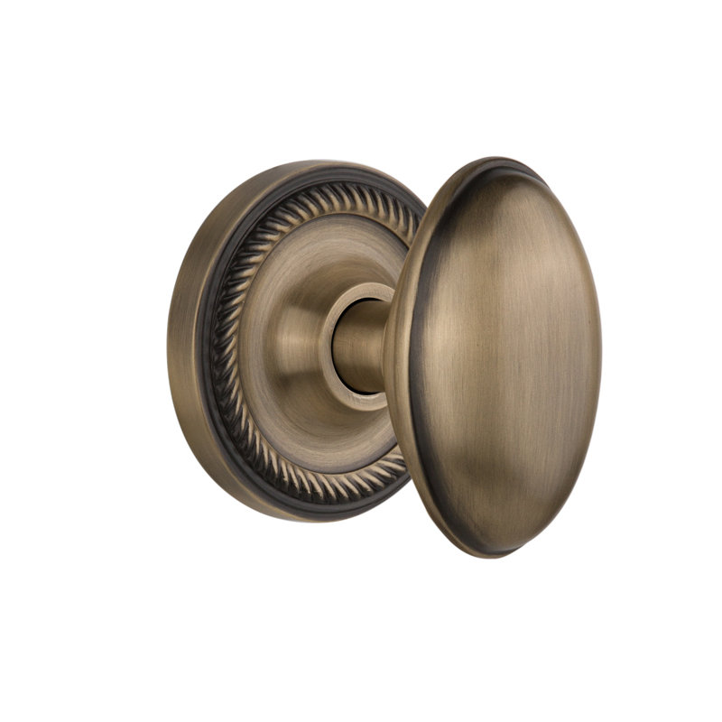 Rope Rosette with Homestead Door Knob, Antique Brass, 2-3/4”
