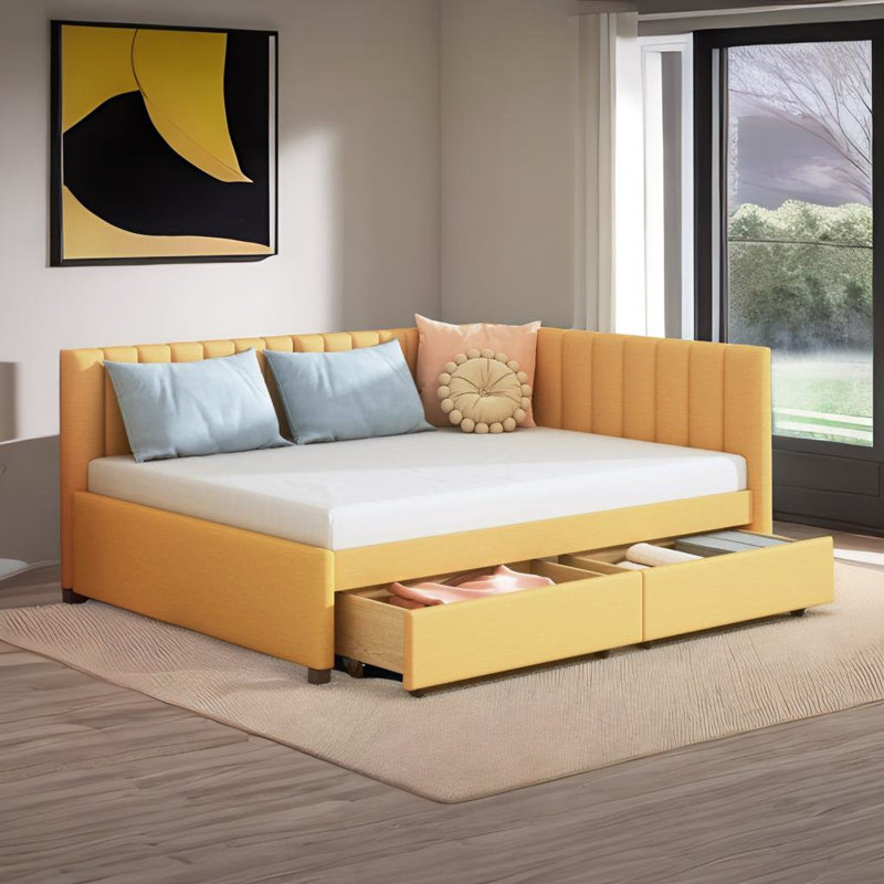 Motiejus Upholstered Daybed, Yellow