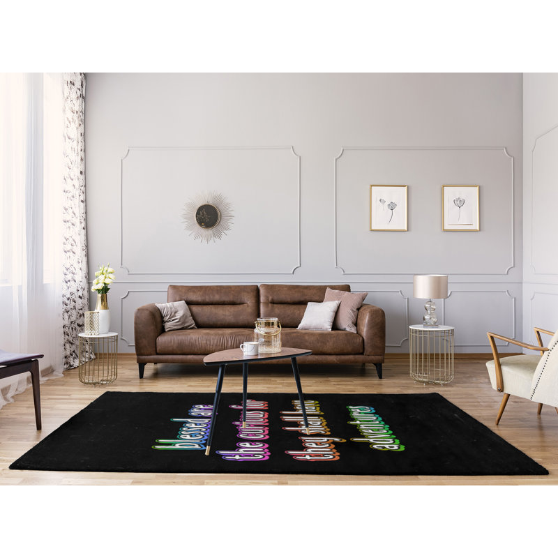 Tapis en chenille de polyester style citations, Rectangle 5 pi x 7 pi