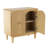 Bartlett Wooden Art Deco Inspired Carved Arch 2 Door Geometric Brown Cabinet with Gold Ring Handles