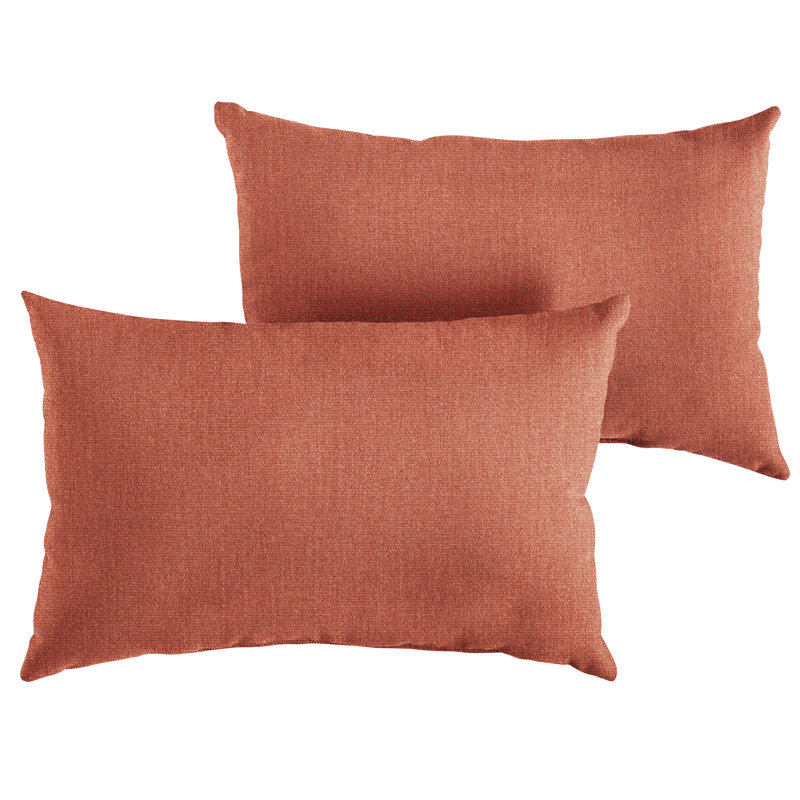 Sunbrella Lumbar Rectangular Indoor/Outdoor Pillow Cover & Insert, Orange, H 14 po x l 24 po