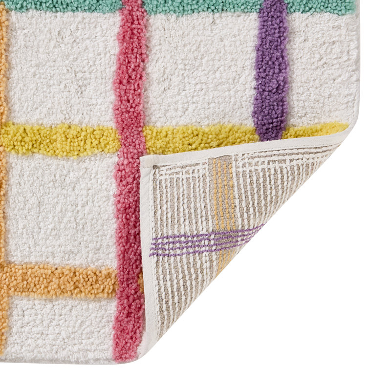 Hallmark Multicolor Chromatic Grid Cotton Rich Bath Rug, 20" x 30"