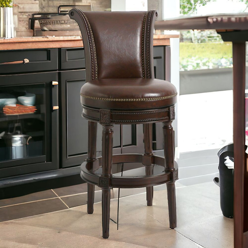 Tabouret de bar pivotant en bois massif Ted, Tabouret de bar (siège d'une hauteur de 31 po), 1