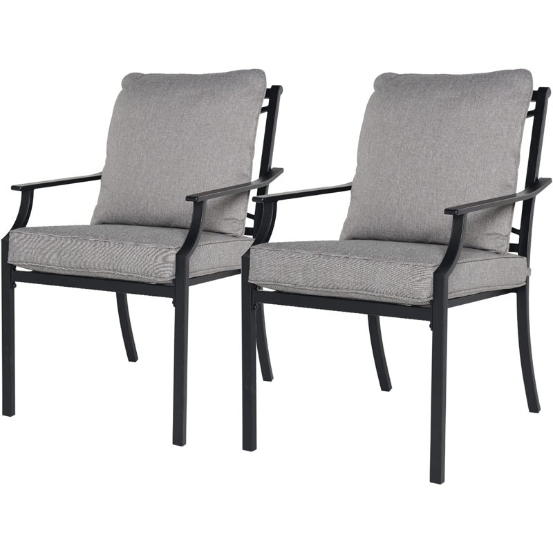Stainless Steel Outdoor Dining Armchair with Cushions, Gray