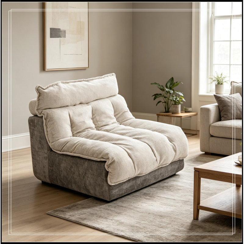Fauteuil Virnelli rembourré avec coussin moelleux, Beige
