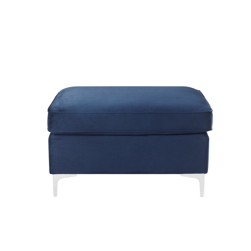 Pavlik Velvet Ottoman, Blue Velvet