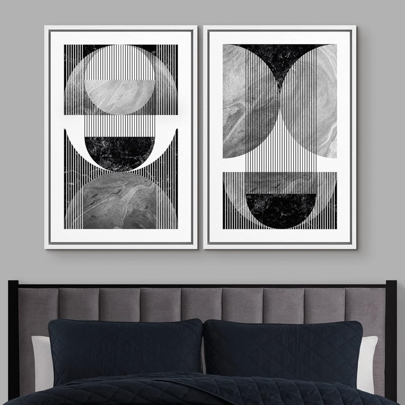 Mid Century Shape 2 - Pieces, White, 24" H x 32" W