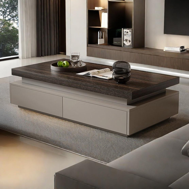 Table basse moderne, simple et créative, Noir, noir, noir, noir, H 16,5 po x L 59,1 po x l 33,5 po