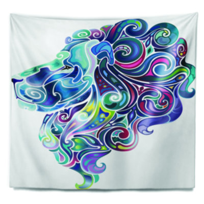 Blue lion art abstrait tapisserie Animal